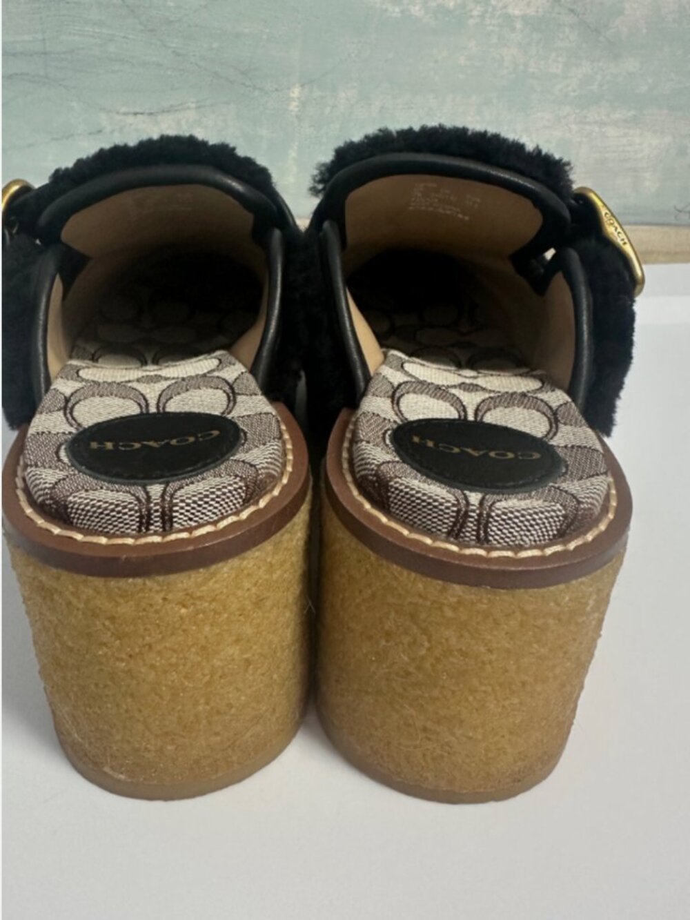 Coach Shearling Mules Back Clogs platform - Picture 9 of 10